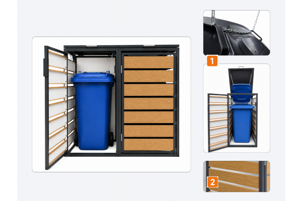 ZABUDOWA ŚMIETNIKOWA 2x240L kolor DREWNO